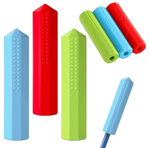 3 pezzi masticabile topper, presa di scrittura Fidget, attaccamento sensoriale da masticare, supporto orale, inserto di supporto per autismi, copertura per strumento di messa a fuoco, trainer