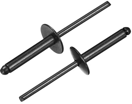 QUARKZMAN 100Pcs 3/16x1 Rivetti A Testa Con Flangia Larga Nero | Acciaio Al Carbonio Zincato, Con Mandrino