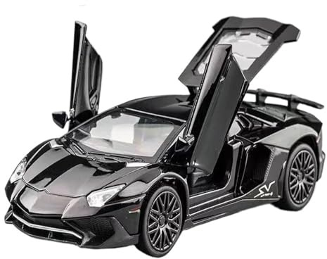 1:32 per Lamborghini SV LP750-4 Modello di auto sportiva in lega pressofusa e giocattolo in metallo da collezione Batteria non inclusa(Black)