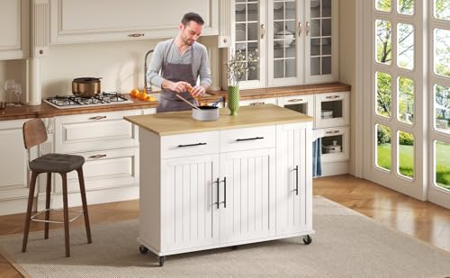 Zenithz Carrello da cucina bianco con armadio da farmacia estraibile (120 cm), isola da cucina con piano pieghevole e 3 ripiani, estraibile, carrello da portata su ruote, scaffali e cassetti