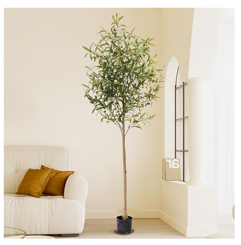 Olivo Artificial, Olivo En Maceta Falso Con Hojas Verdes & Aceitunas, Planta Decorativa Para Hogar Salón Oficina, Decoración Mediterránea(170cm/5.6ft)