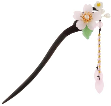SWOOMEY Vintage Haarnadel mit Achatblume und Quaste Elegantes Asiatisches Haarzubehör für Haarschmuck und Traditionelle Frisuren