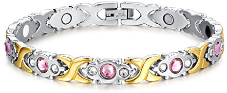 JewelryWe Schmuck Magnet Therapie Kugel Perle Perlen Edelstahl Armband Link Handgelenk Kette Silber Damen