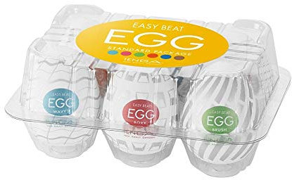 TENGA EGG Easy Beat - Masturbador masculino portátil - Pack variado con 6 estructuras internas diferentes - 6 fundas de un solo uso para hombres