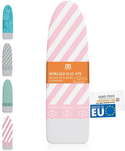 Housse Tables à Repasser Colorée pour Fer à Vapeur (Taille M) | Universel Max. 120x40 cm | Housse de Planche a Repasser, Repassage Rapide et Facile | Made in EU | Convient aux Centrale Vapeur | Rose