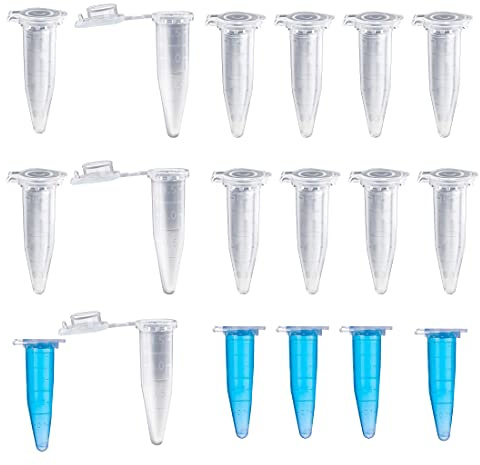 HUAZIZ 200 Pièces 1.5ml Tube à Centrifuger en Plastique Conique Tubes de Laboratoire Conteneurs D'échantillons avec Snap Cap pour l'analyse d'échantillons en Laboratoire