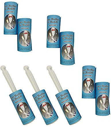 ILODA 3x Fusselroller mit 6 Ersatzrollen, selbstklebend, Fusselrolle für Kleidung und Polstermöbel, Flusenrolle, Kleiderolle, Fussel Klebrolle, Tierhaare entfernen, Tierhaarrolle