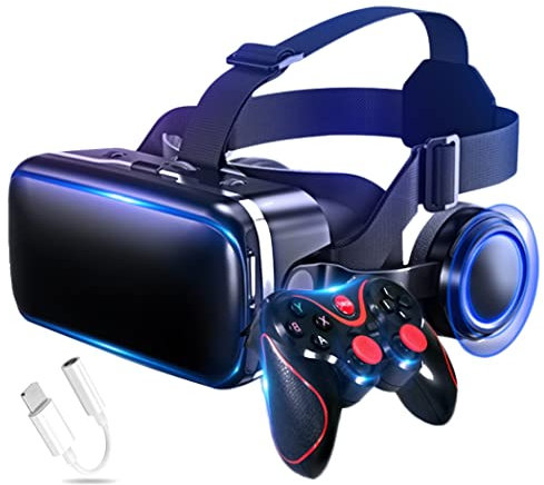 Gafas de Realidad Virtual, 3D VR Gafas con Controlador Bluetooth para Juegos Visión Panorámico VR Glasses para iPhone 13 Pro Max/13 Pro/13/12/11, para Samsung Galaxy S21, Huawei, Xiaomi ( Size : Ios )