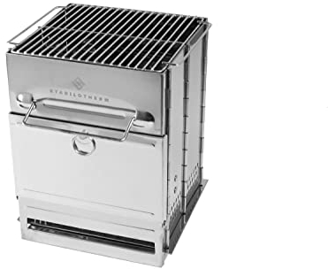 STABILOTHERM Edelstahl Holzkohlegrill, Camping, Outdoor, faltbar, sehr stabil und platzsparend
