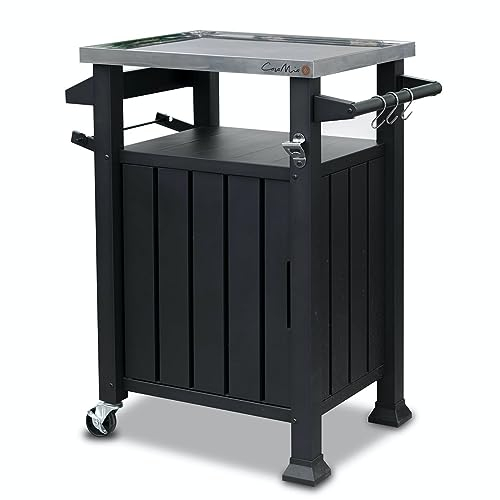 Casa Mia Pizza Oven Table - Outdoor Kitchen Trolley/BBQ Stand with Gas Bottle Storage