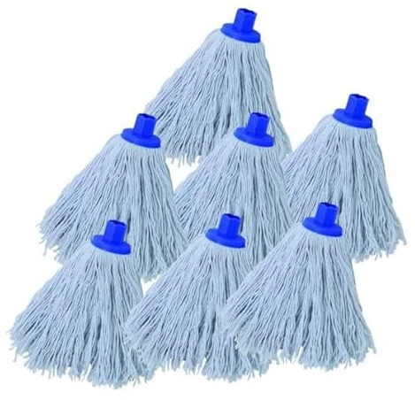 MSV Lot de 24 Franges à serpillière de Rechange en Coton 250gr Blanc Embout Hexagonal