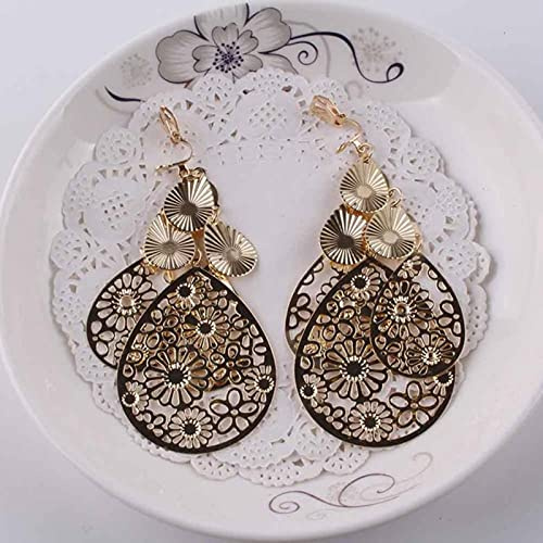 DAOMEI Vintage Ohrclips Lange Goldglitter Für Frauen Neue Punk Mode Gold Silber Farbe Aussage Clip Ohrring Schmuck