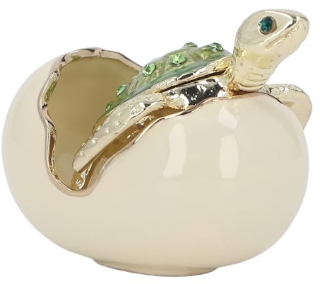 Green Zinc Alloy Hand Made Metal Baby Turtles Figurine Craft Jewelry BoxTurtles Trinket Box for Metal Earrings Necklace Ring Holder Case Girls Women Ornaments