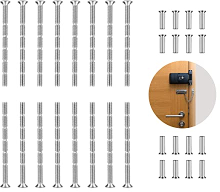 Rifrpha 16 Juegos Tornillos Manetas Puerta Tornillos M4 de ConexiÓN y FijaciÓN Acero Niquelado Perno de Manguito de ConexiÓN Tornillo Para Manijas de Puerta Para Tirador de Puerta, Pomos