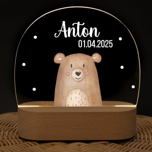 wunderwunsch - Personalisiertes Nachtlicht für Babys - Individuelle Nachttischlampe für Kinder - Personalisierte Geschenke Kinder - Babygeschenk - Geschenk zur Geburt
