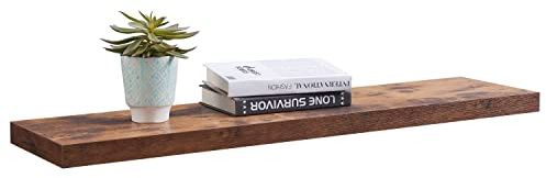 ACAZA Wandregal, Schwebenregal, Hängeregal für Bücher, Fotos, Dekoration, 100 cm, MDF, Industrial Design, rustikales Braun