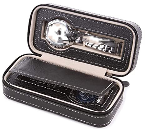 Uhrenkoffer Uhrenrolle Uhrenbox Uhrenschatulle Tragbare Uhrenbox Aus PU-Leder Mit 2/4/8 Schlitzen, Aufbewahrungsbox, Uhren-Organizer-Halter Uhrenetui Uhren Aufbewahrungsbox (Color : A, Size : 2 Slot