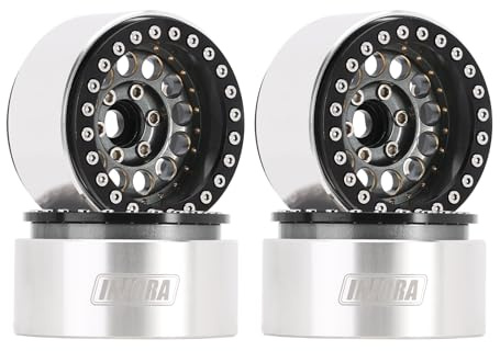 INJORA 1.9 Beadlock Wheel Rim - 150g Super Heavy Brass & Aluminum Deep Dish Wheel for 1/10 RC Crawler SCX10 TRX4 VS4-10 Gen8 (Grey)
