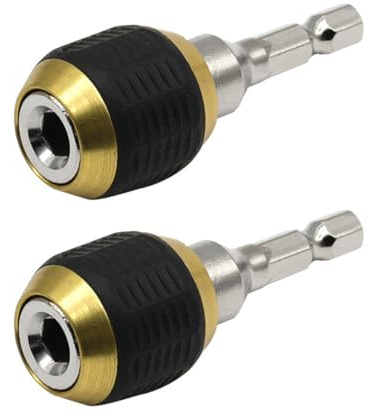 2 Pieces Quick Release Extension Bit Holder, 1/4 Inch Hex Shank Chuck Adapter Drill Bit Self-Locking Connecting Rod Holder