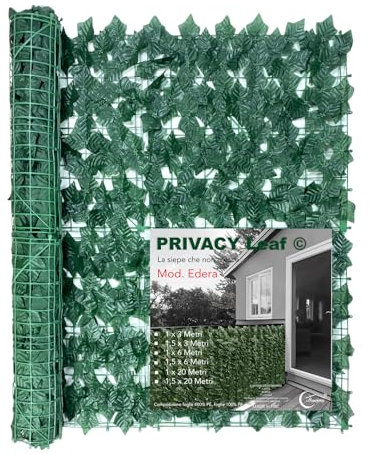 Tex family SIEPE Privacy Leaf EDERA Finta Artificiale a Foglie per Muri e Balconi Ornamentale frangivista Sempre Verde - 1 x 3 Metri