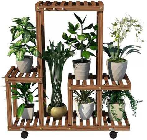 Potting Bench,Potting Table,Potting Tables for Outdoors,Potting Bench Table,Garden Potting Table, Plant Stands Outdoor Wooden Garden Shelf with Universal Wheel