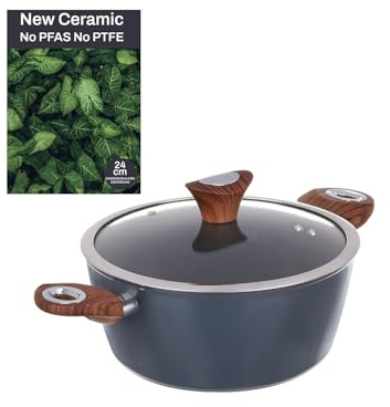 Casseruola con coperchio ottanio New Ceramic (24 cm due manici)