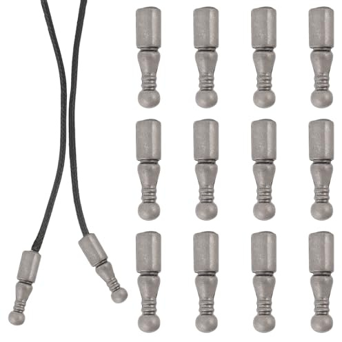 CHGCRAFT 12 Stück Eisen Bolotie Teile Kit Bolo Krawattenspitzen Ersatz Endkappen Lange Kordelenden Retro Stil Bolo Krawattenspitzen Zum Dekorieren von Kleidung Pullovern Ketten