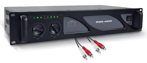 Ampli Puissance Pro DJ - BMSonic BMS-4000-4000W - Technologie MOSFET avec Ventilation Continue, Câble RCA/RCA