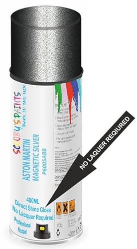SCOOBYS PAINTS BACK IN THE MIX Direct Gloss Aerosol Spray Paint For Aston Martin Magnetic Silver Code: P6005Abb No Lacquer Required