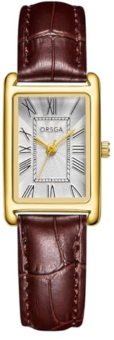 CIVO Orologio Donna Rettangolare Piccolo: Cinturino Pelle Marrone Orologio da Polso Analogico Quarzo - Vintage Orologi Donna Numeri Romani