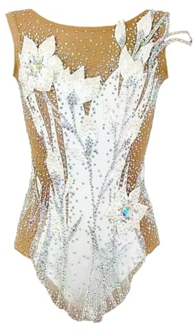 Kmarouse Leotardo De Gimnasia Rítmica for Niñas, Leotardo Decorativo Con Diamantes for Trajes De Competición for Mujeres(L)