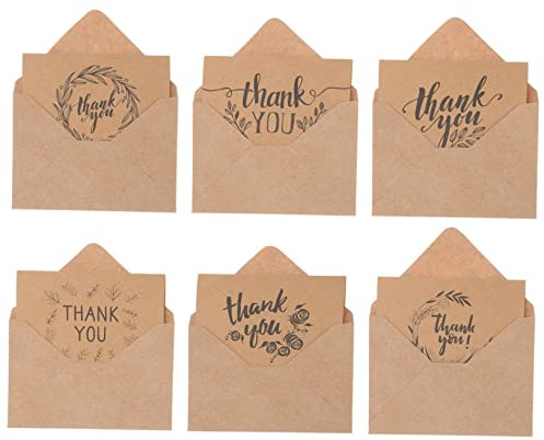 OFFSCH 16sätze Dankeskarten Aus Kraftpapier Für Kleine Unternehmen Dankesnotizen Mit Leerem Innendesign Zum Eintragen Von Wünschen Dankespostkarten Als Für Kunden Und Gäste