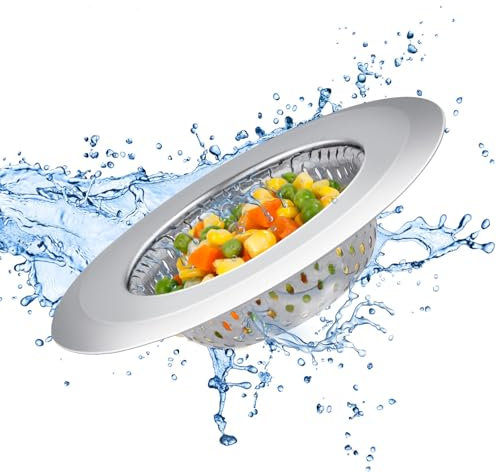 Minicoco Sink Plug Strainer 3Pcs Stainless Steel Drain Catcher Bathroom Sink Strainer, Prevent Clogging for Bathroom, Kitchen, Shower Plug Hole Hair Food Catcher (9cm)