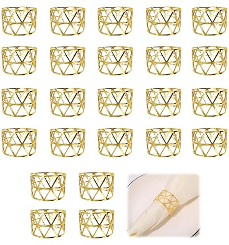 VZU servettring med 24 st, roséguld, vintage, urholkning, för bröllop, jul, familjesamling, matbordsdekoration