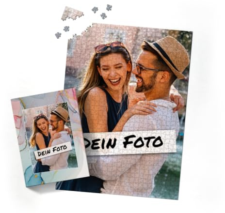 Fotopuzzle mit eigenem Bild - Puzzle selbst gestalten 1000 Teile Hochformat - Schachtel Farbverlauf - mit Foto personalisiert - Geschenk Valentin, Geburtstag