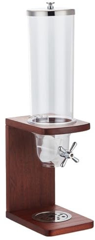 Cereal Dispenser Countertop - 3.5L Single Head Food Dispenser with Wood Base for Rice, Candy, Bean, Nuts - PC Barrel Storage Container