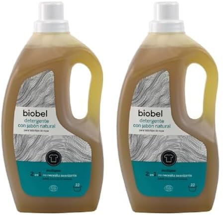 Biobel - Detergente Líquido para Ropa - 100% Natural - Con Aceite Esencial de Lavanda - Enriquecido con Jabón Natural - Elimina Olores y Desinfecta - Apto para Todas las Prendas - 1,5 L (Paquete de 2)