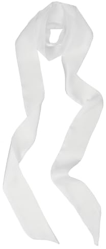 PATIKIL Stylish Ribbon Scarf, Solid Color Skinny Scarf Pure Long Neckerchief Silk Necktie Belts Sash Hair Scarves Headband Ribbon Tie for Women, White
