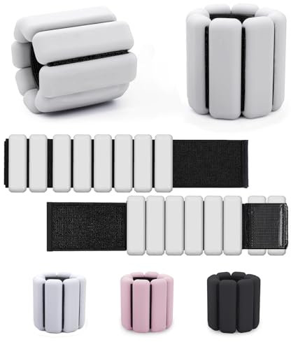 Adjustable Wearable Wrist & Ankle Weight, 2pcs (1lb / 2lb Each) Small Weights, Wearable Silicone Ankle Weights for Walking Running, Yoga, Fitness Training, Aerobics, Pilates, Barre (Grey)