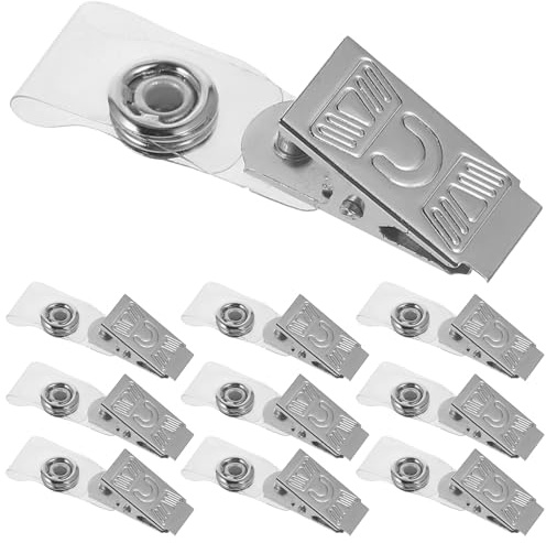 DOITOOL Clip per Badge Identificativi Piccole in Ferro e Pvc Argento, Porta Tesserino Portatile Multiuso per Scuole e Fiere, Confezione da 100 Pezzi