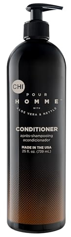 CHI Pour Homme Daily Moisturizing Conditioner for Men, Sulfate-Free Hair Detangler with Aloe Vera, Nettle & Redensyl for Hydrated, Fuller-Looking, Smooth & Manageable Hair, Fresh Woody Scent, 25 oz