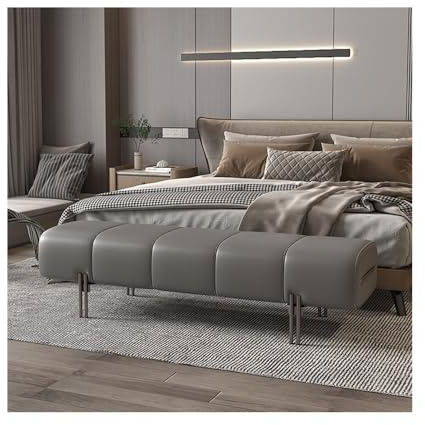 Xilin-872 Bettbank Bett-Endhocker, Schlafzimmer-Bett-Vorderhocker, Bettcouch, Leder, minimalistisch, Garderoben-Sofa-Hocker, Softpack-Schuh, Lange Bank Sitzbank(Dark Gray)