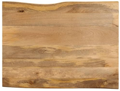 Tavolo in legno massello con bordo dell'albero, 100 x 80 x 2,5 cm, finitura in legno di mango naturale, di ricambio per tavolo da pranzo, scrivania