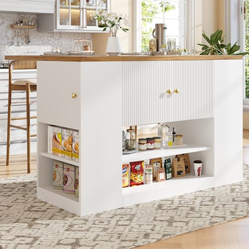 Kebnor Isla de cocina moderna, armarios de cocina, aparadores, cocina con cajones y estantes, armarios para cocina y comedor, color blanco