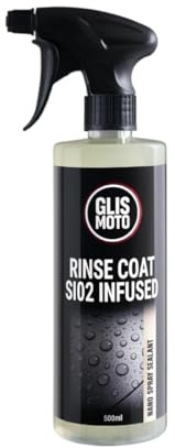 Glismoto Ceramic Rinse Coat- SiO2 Nano Spray Sealant, Easy Spray-onRinse-Off Protectionfor Paintwork, Glass, Plastics, Hydrophobic Finish, Superior Water Beading and Gloss (500ml)
