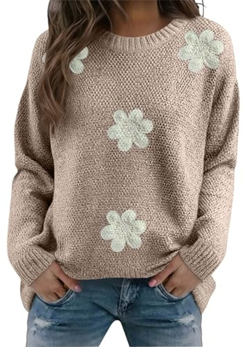 Maglioni e maglioni da donna alla moda girocollo maglioni lavorati a maglia con fiori primaverili maglioni eleganti casual a maglia grossa pullover biancheria intima termica strato di base maglieria