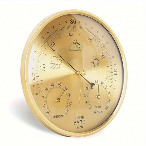 3 in 1 Barometer Thermometer Hygrometer Wall Hanging,All-Season Wall Hanging Analog Weather Station,Retro Style,Barometer Weather Station for Home Fishing Office Garden Outdoor Indoor