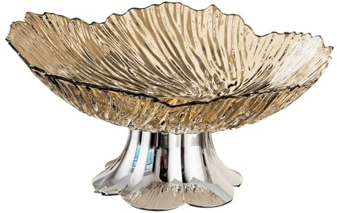 MagiDeal Coupe à Fruits Sur Pied, Plateau à Fruits Polyvalent, Support pour Fruits, Assiette Décoration de Bureau, Plateau à Fruits Esthétique, Porte-Collations pour Fêtes, Maison, or Transparent
