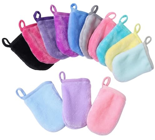 Wcawnlt 13 Stück Waschlappen Wiederverwendbare Make up Entferner Handschuhe Mikrofaser Waschhandschuh Abschminkpad Waschpad Peelinghandschuh Für Gesicht Sanfte Reinigung Für Alltag Reise Hautpflege