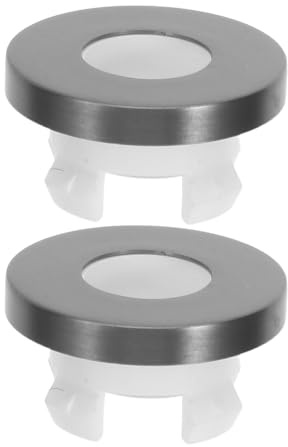 IWOWHERO Tapones de Desagüe para Lavabo 2 Unidades, Color Gris, Insertos de Desbordamiento Redondos, Moldura Decorativa para Fregadero de Baño y Cocina, Protección contra Derrames